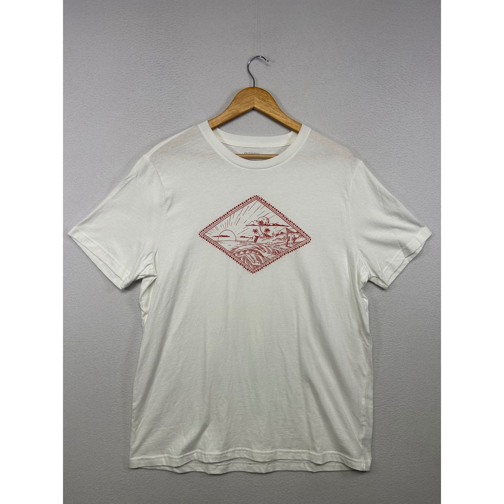 Beach Desert Tropical Old Navy Mens L White Graphic Short Sleeve Tee